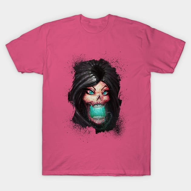 Screaming Zombie Girl Face T-Shirt by Hutchew